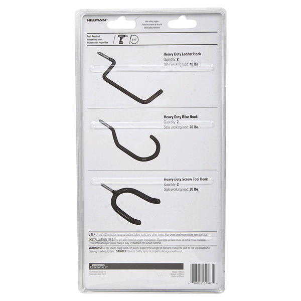 slide 4 of 5, Hillman Heavy Duty Storage Hooks, 6 ct