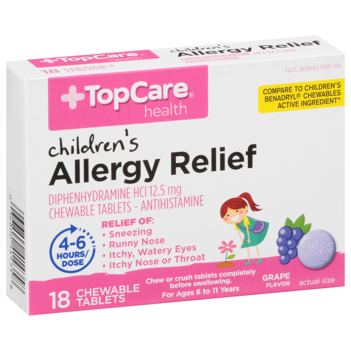 slide 2 of 9, Topcare Meds Allergy Relief Grape, 18 ct