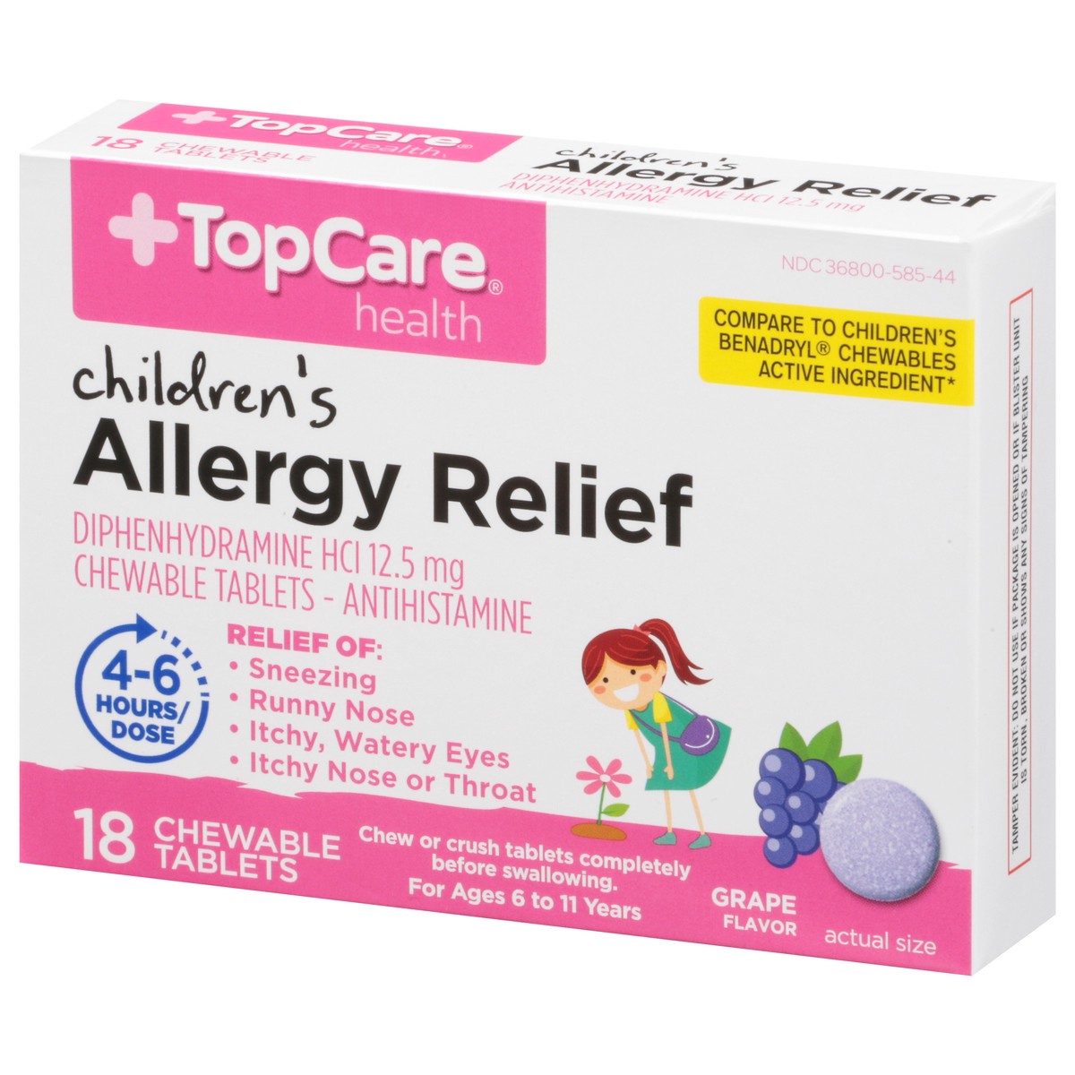 slide 3 of 9, Topcare Meds Allergy Relief Grape, 18 ct