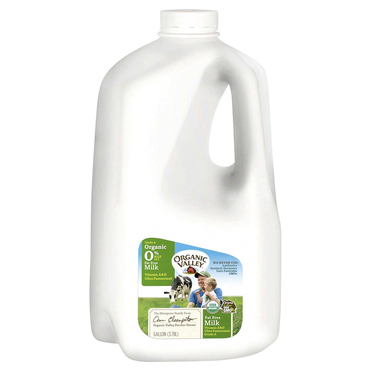 slide 1 of 5, Organic Valley Milk, Fat Free, Organic, 0%, 1 gal