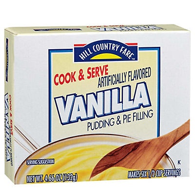 slide 1 of 1, Hill Country Fare Cook and Serve Vanilla Pudding, 4.66 oz