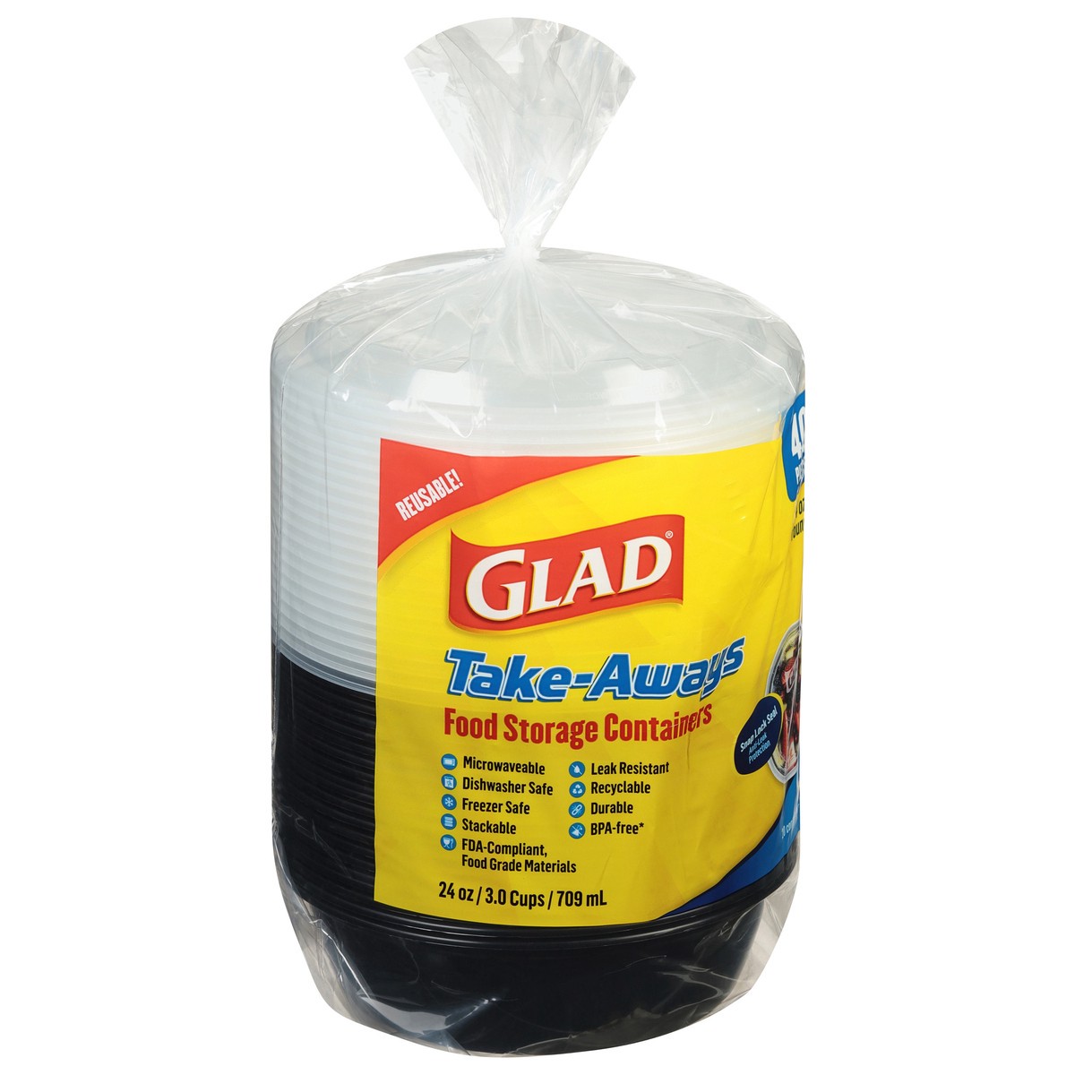 slide 4 of 12, Glad 24 Ounce Take-Aways Food Storage Containers 20 ea, 20 ct