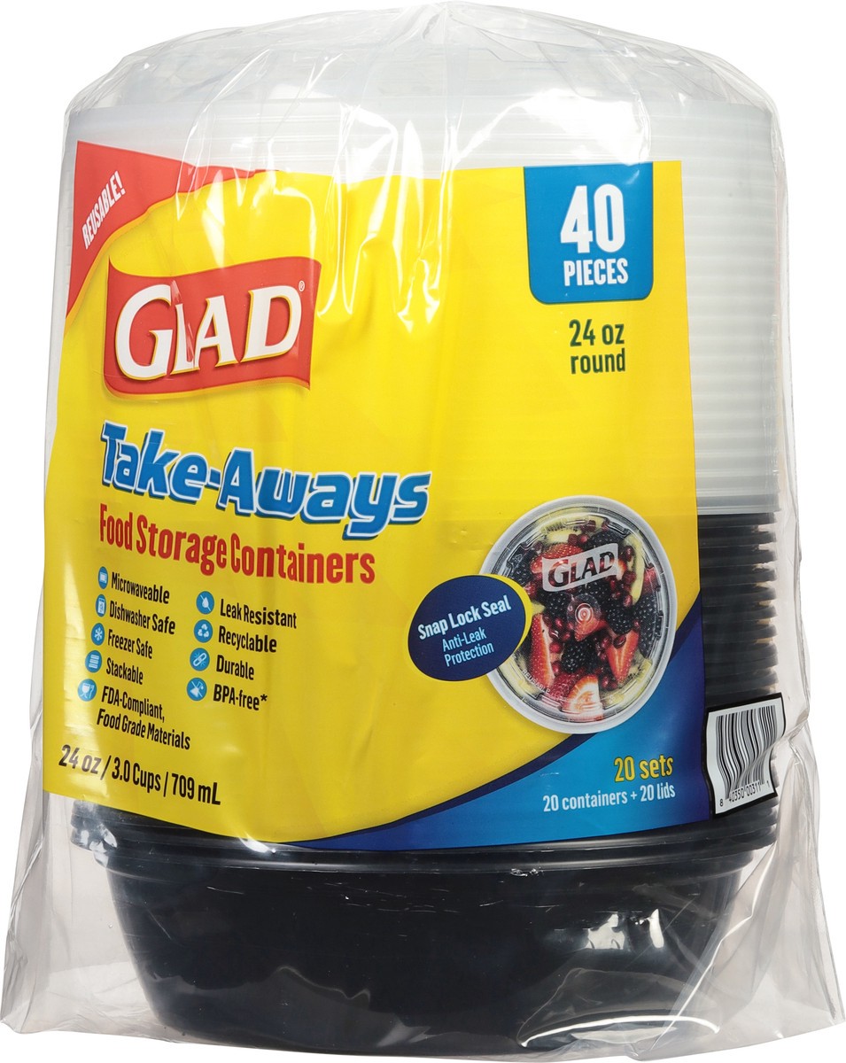 slide 5 of 12, Glad 24 Ounce Take-Aways Food Storage Containers 20 ea, 20 ct