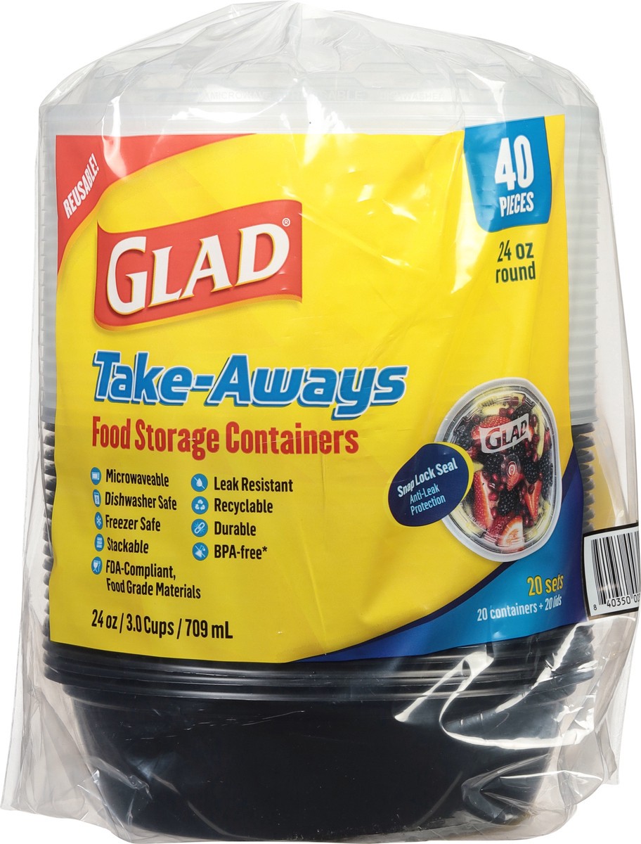 slide 9 of 12, Glad 24 Ounce Take-Aways Food Storage Containers 20 ea, 20 ct
