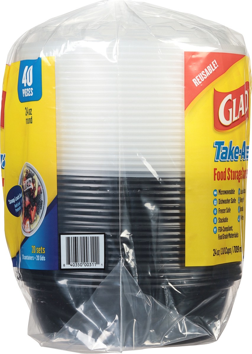 slide 10 of 12, Glad 24 Ounce Take-Aways Food Storage Containers 20 ea, 20 ct