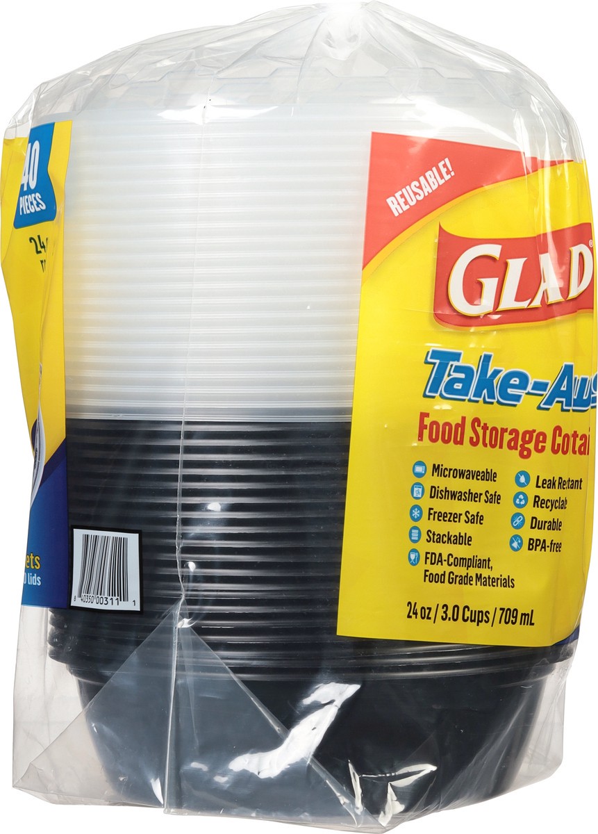 slide 11 of 12, Glad 24 Ounce Take-Aways Food Storage Containers 20 ea, 20 ct