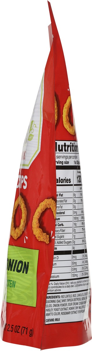 slide 3 of 10, Harvest Snaps Baked Crunchy Loops Sour Cream & Onion Red Lentil Snacks 2.5 oz, 1 ct