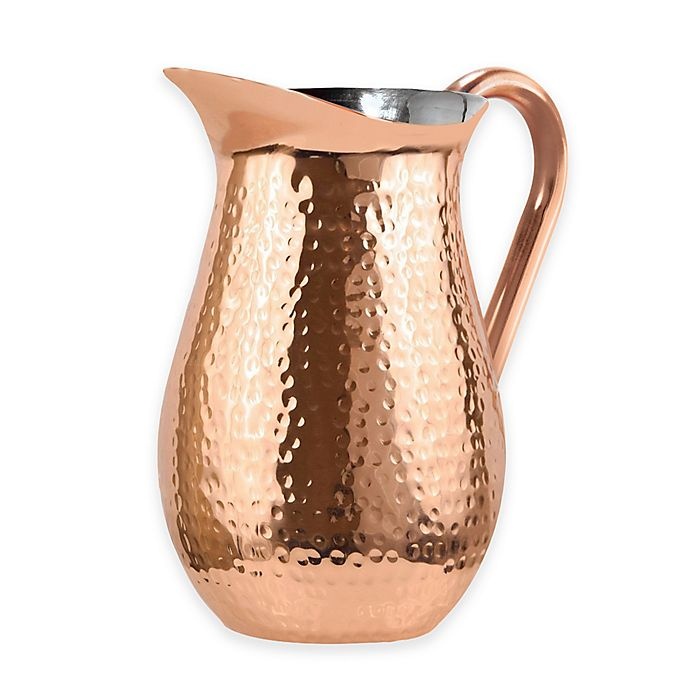 slide 1 of 2, Oggi Hammered Stainless Steel Copper Plated Pitcher, 1 ct