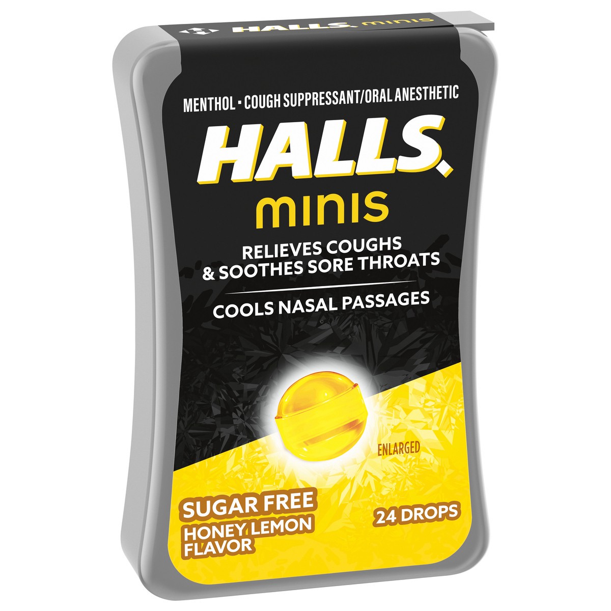 slide 4 of 9, HALLS Minis Honey Lemon Flavor Sugar Free Cough Drops, 24 Drops, 0.51 oz