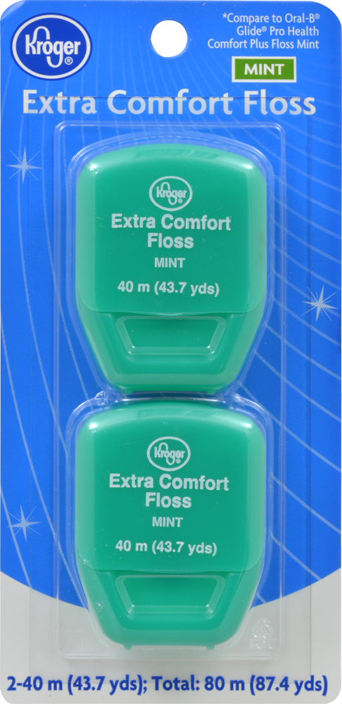 slide 1 of 1, Kroger Extra Comfort Mint Floss, 2 ct; 43.7 yd