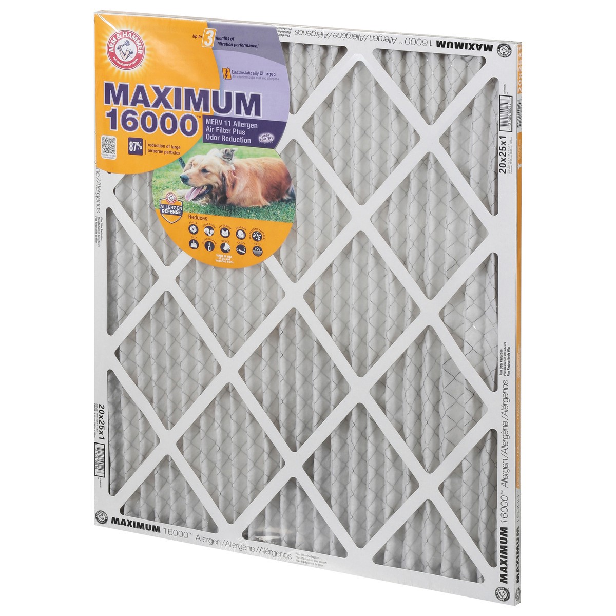 slide 4 of 9, ARM & HAMMER Maximum 16000 Allergen Furnace Filter, 1 ct