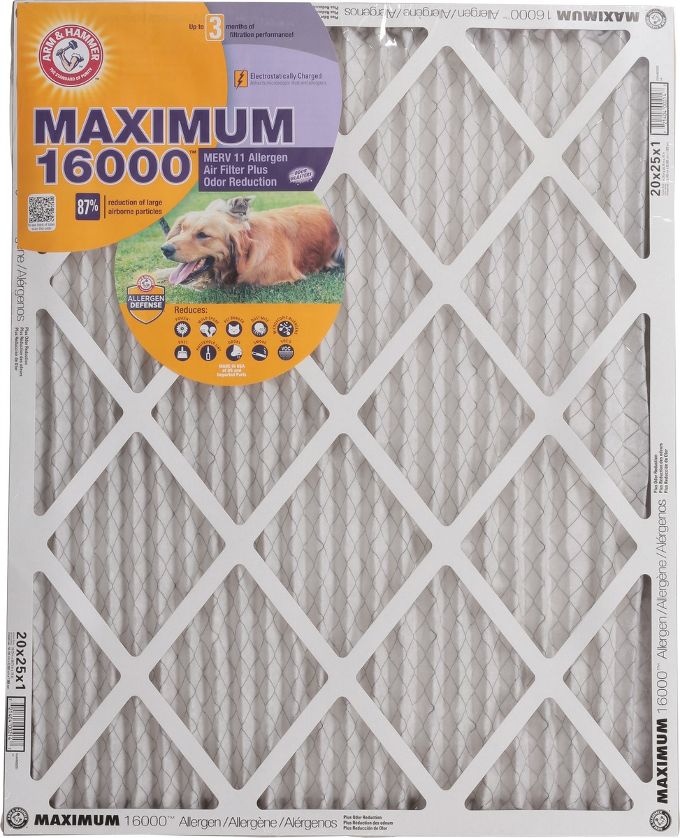 slide 6 of 9, ARM & HAMMER Maximum 16000 Allergen Furnace Filter, 1 ct