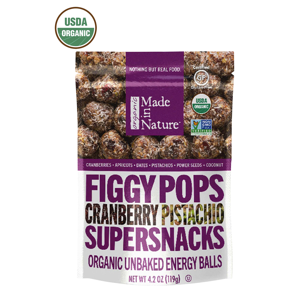 slide 1 of 1, Made in Nature Organic Cranberry Pistachio Figgy Pops, 4.2 oz