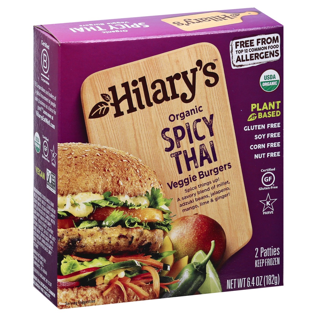 slide 12 of 13, Hilary's Spicy Thai Burger, 6.4 oz