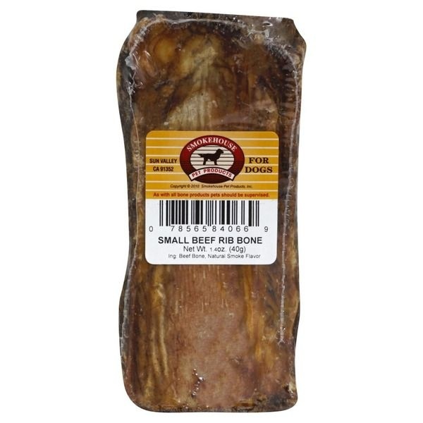 slide 1 of 1, Smokehouse Rib Bone, Beef, Small, for Dogs, 1.4 oz