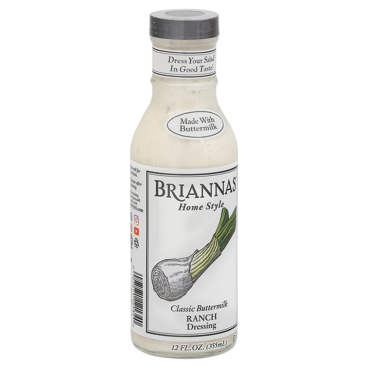 slide 2 of 9, BRIANNAS Home Style Classic Buttermilk Ranch Dressing 12 fl oz, 12 fl oz