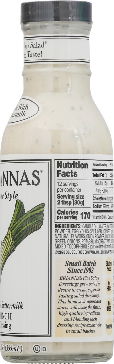 slide 8 of 9, BRIANNAS Home Style Classic Buttermilk Ranch Dressing 12 fl oz, 12 fl oz