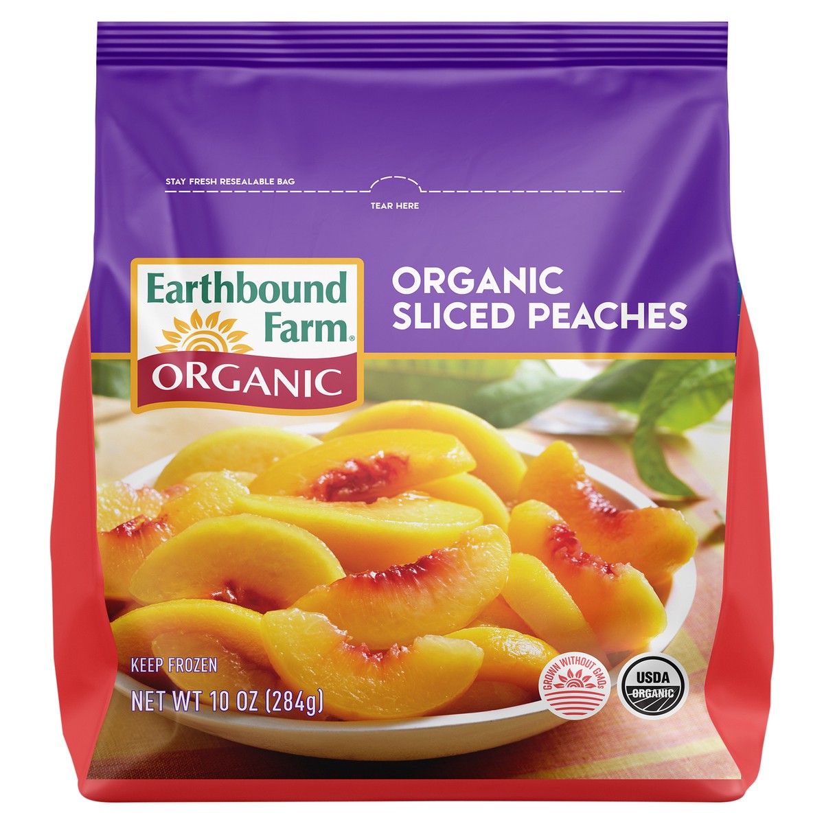 slide 1 of 8, Earthbound Farm Organic Sliced Peaches, 10 oz