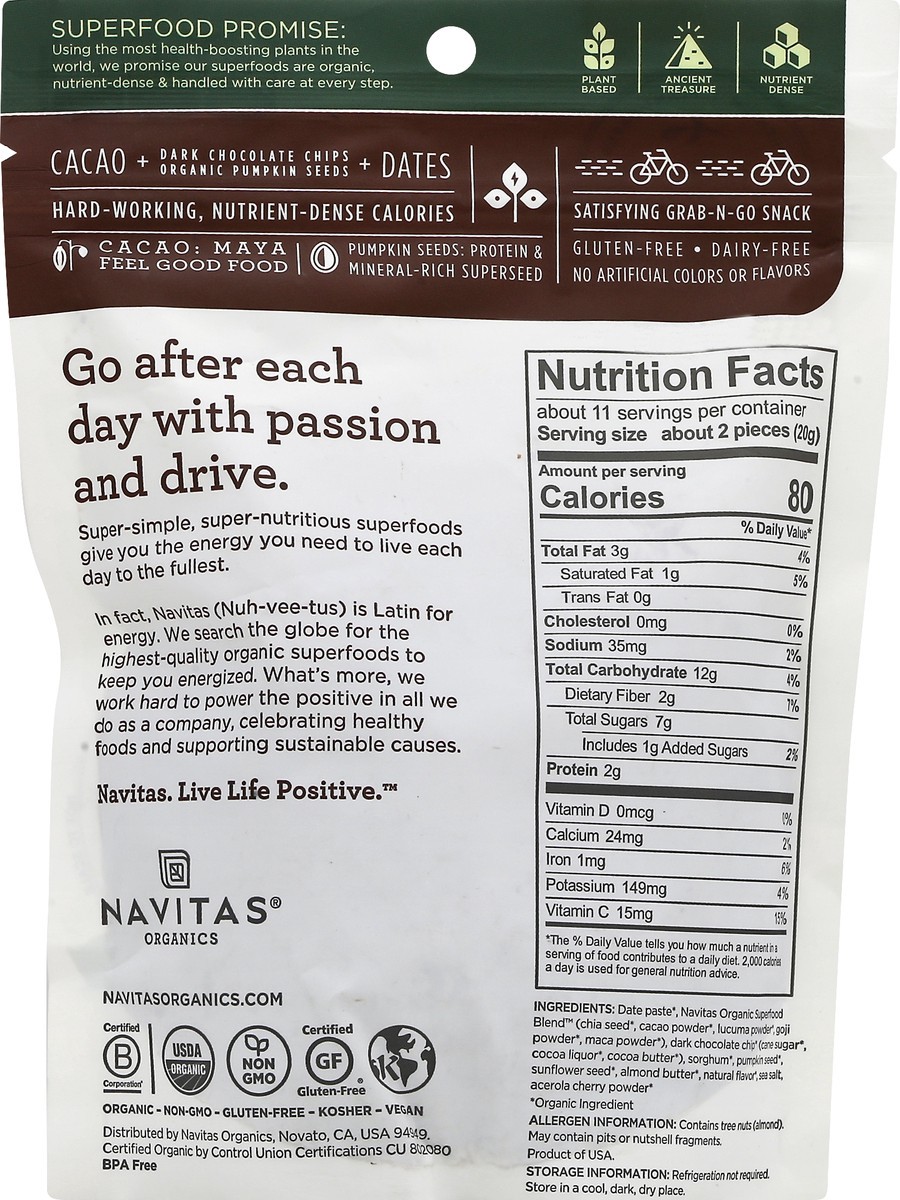 slide 5 of 9, Navitas Organic Chocolate Cacao Power Snacks 8 oz, 8 oz