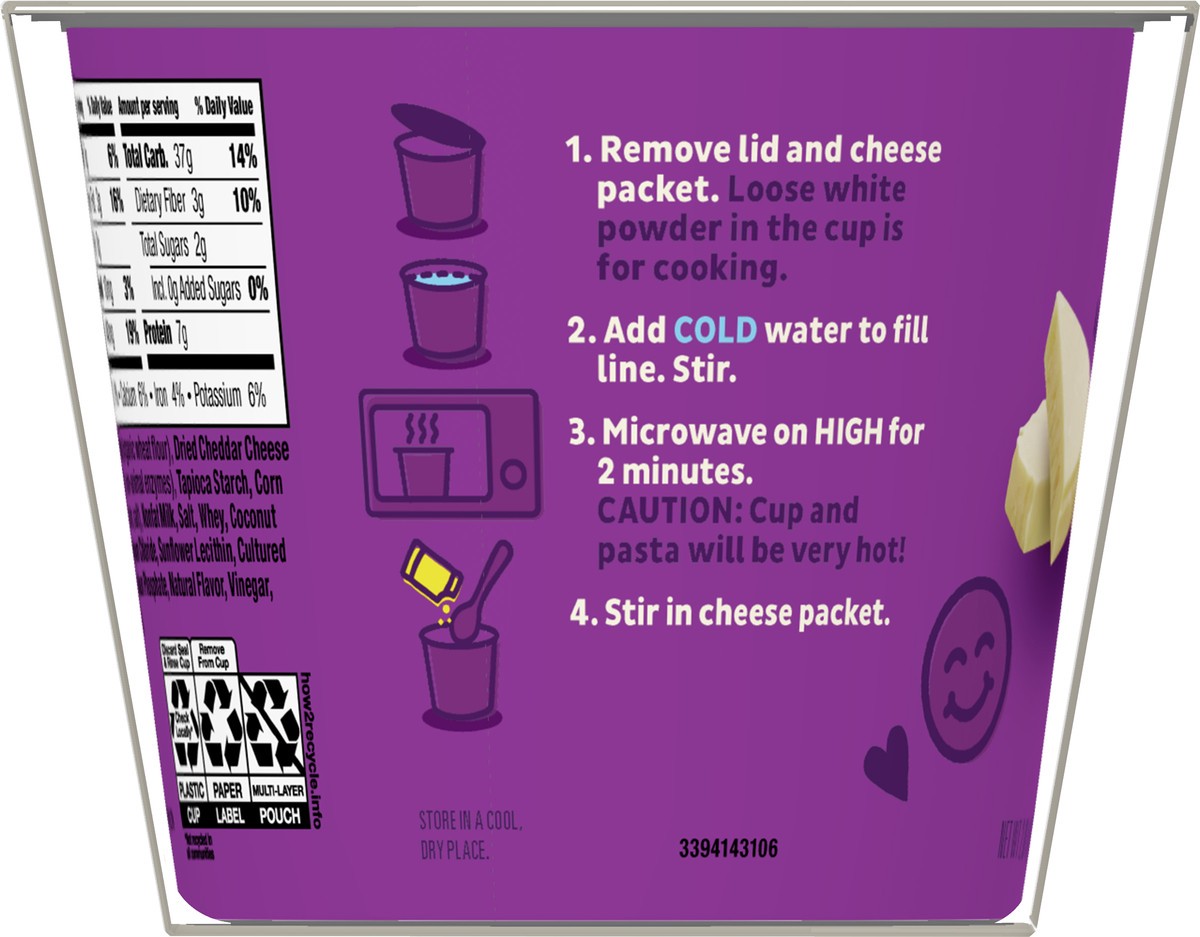 slide 8 of 9, Annie's Macaroni and Cheese, White Cheddar & Organic Pasta, Microwaveable Cups, 2 Cups, 4.02 oz., 2 ct