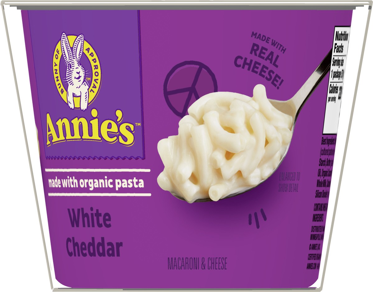 slide 2 of 9, Annie's Macaroni and Cheese, White Cheddar & Organic Pasta, Microwaveable Cups, 2 Cups, 4.02 oz., 2 ct