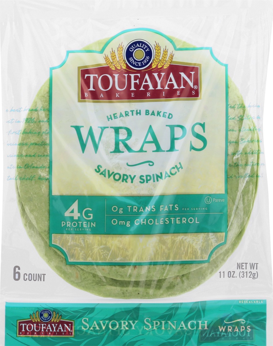 slide 13 of 13, Toufayan Bakeries Savory Spinach Wraps, 11 oz