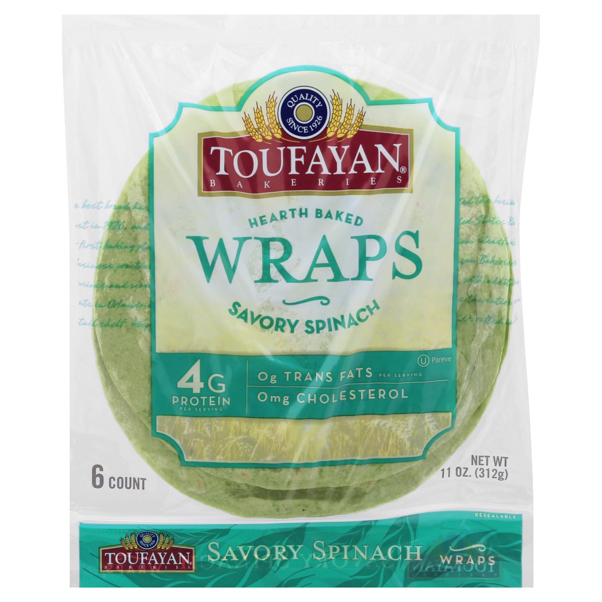 slide 6 of 13, Toufayan Bakeries Savory Spinach Wraps, 11 oz