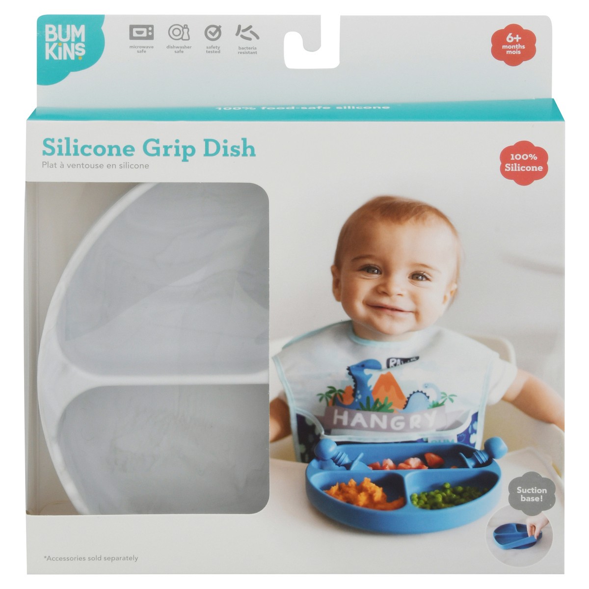 slide 1 of 10, bumkins 6+ Months Silicone Grip Dish 1 ea, 1 ea