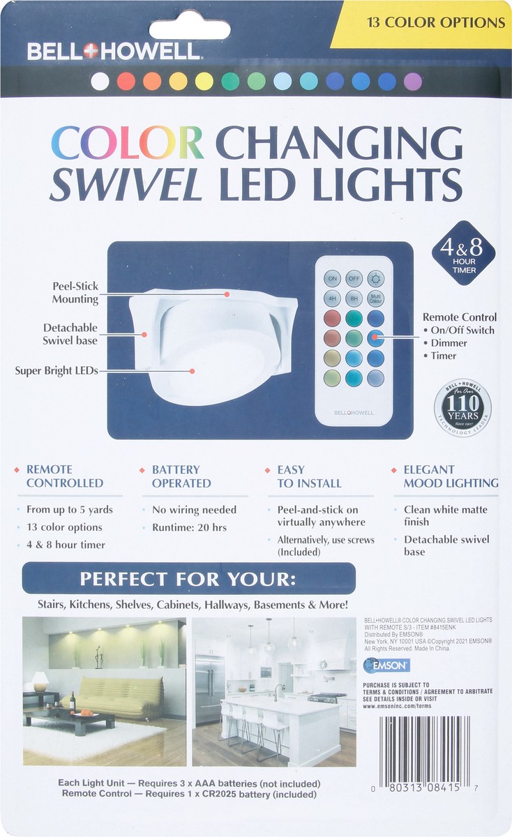 slide 3 of 9, Bell + Howell ASOTV Color Changing Swivel LED Lights, 1 ct