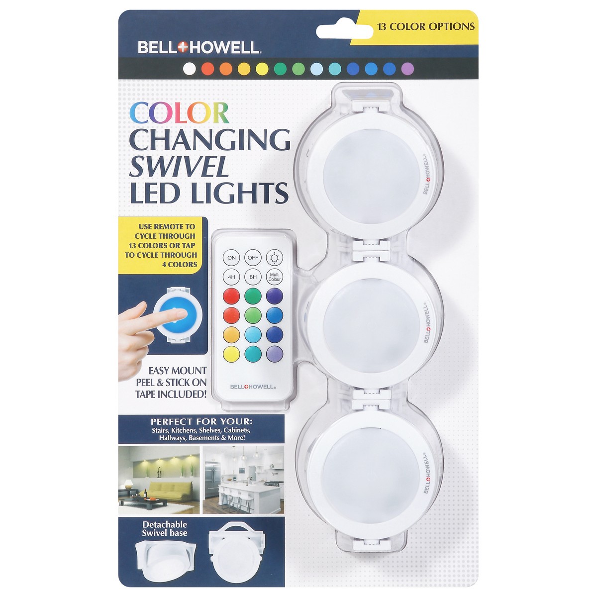 slide 1 of 9, Bell + Howell ASOTV Color Changing Swivel LED Lights, 1 ct