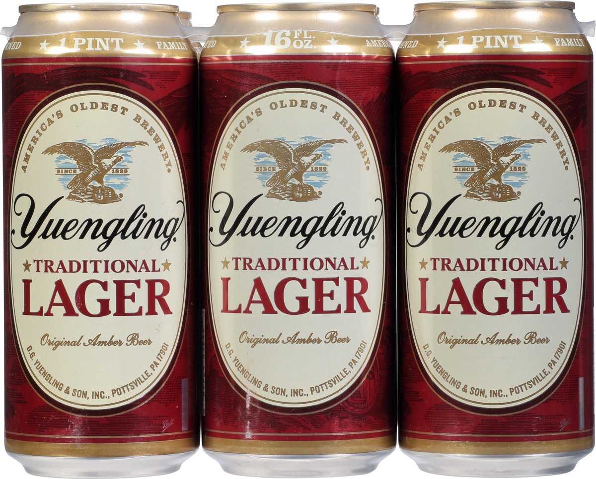 slide 2 of 12, Yuengling Traditional Lager Beer 6 - 16 fl oz Cans, 6 ct; 16 oz