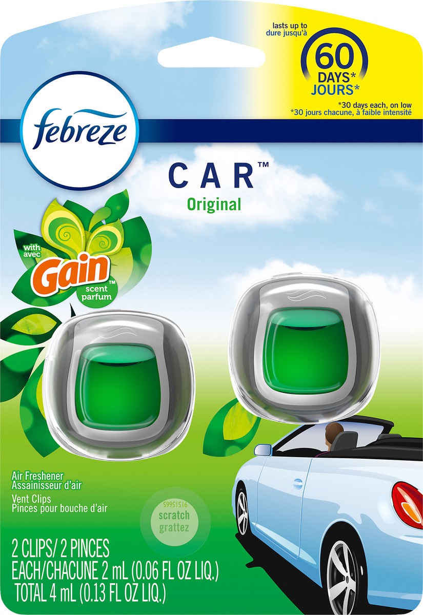 slide 3 of 3, Febreze Car 2 Pack Vent Clips Original Air Freshener 2 ea, 2 ct