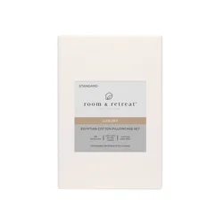 ROOM & RETREAT RR 600 Thread Counts Pillowcase, Standard, 2 pc set, Sugar Swizzle