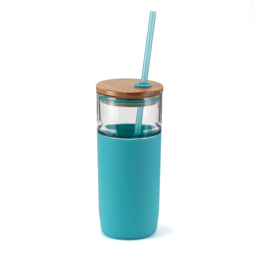 slide 1 of 1, Hd Designs Outdoors Glass Bottle With Bamboo Lid And Tritan Straw - Aquarelle, 18 oz