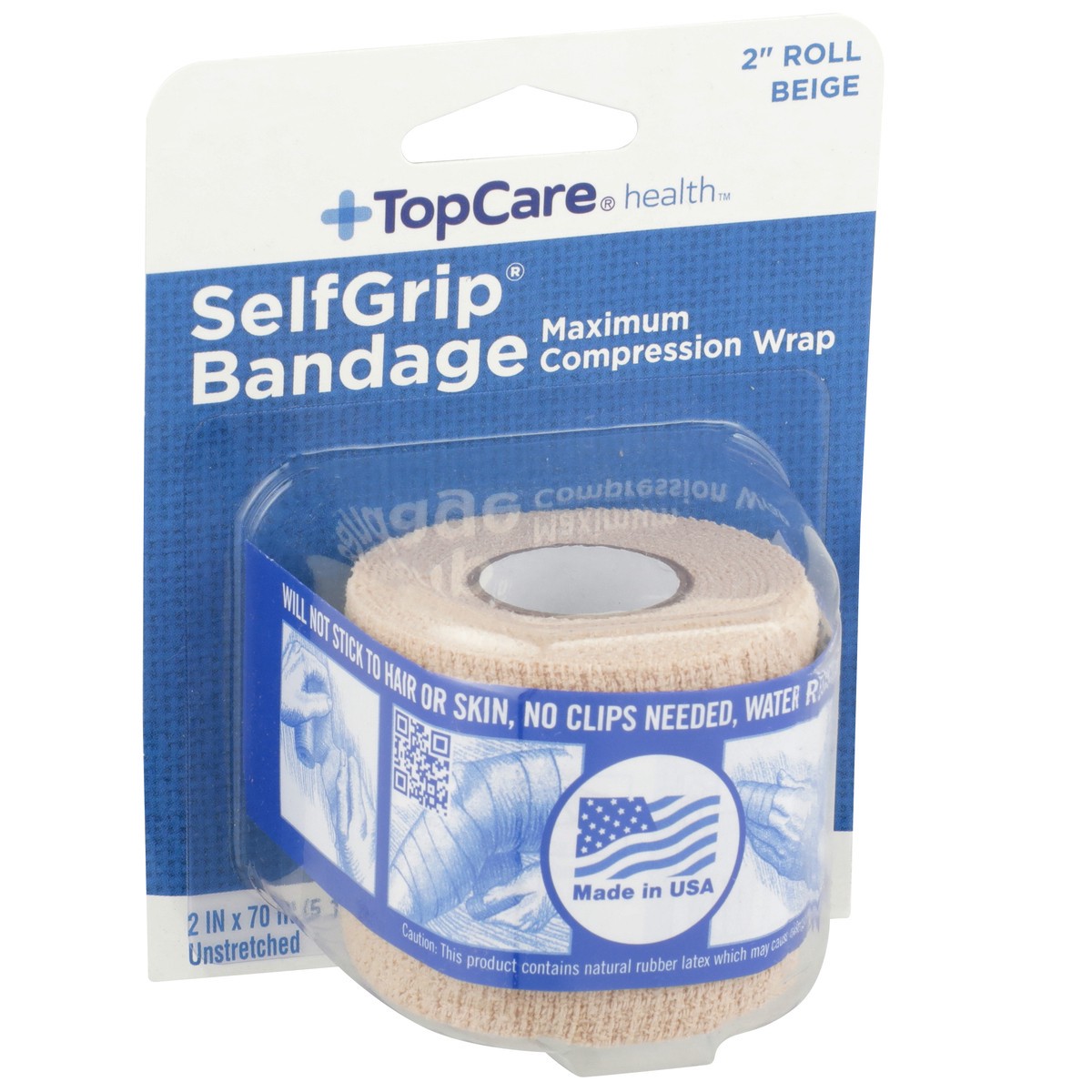 slide 2 of 8, TopCare Selfgrip, Maximum Compression Wrap Bandage 2" Roll, Beige, 2 in