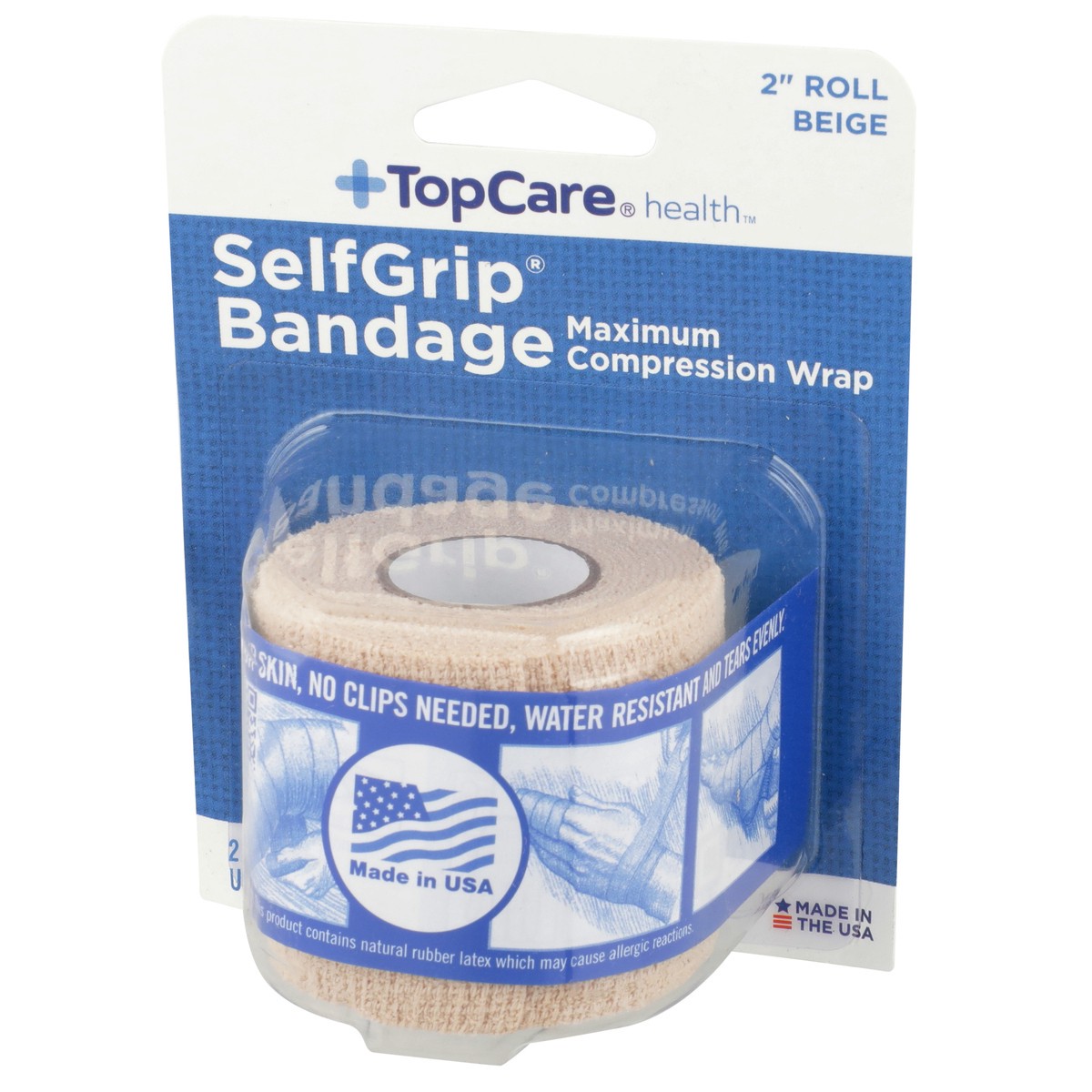 slide 4 of 8, TopCare Selfgrip, Maximum Compression Wrap Bandage 2" Roll, Beige, 2 in