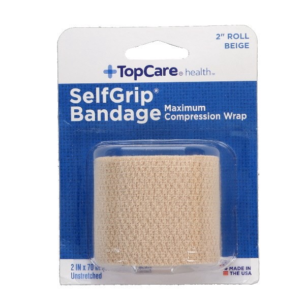 slide 1 of 8, TopCare Selfgrip, Maximum Compression Wrap Bandage 2" Roll, Beige, 2 in