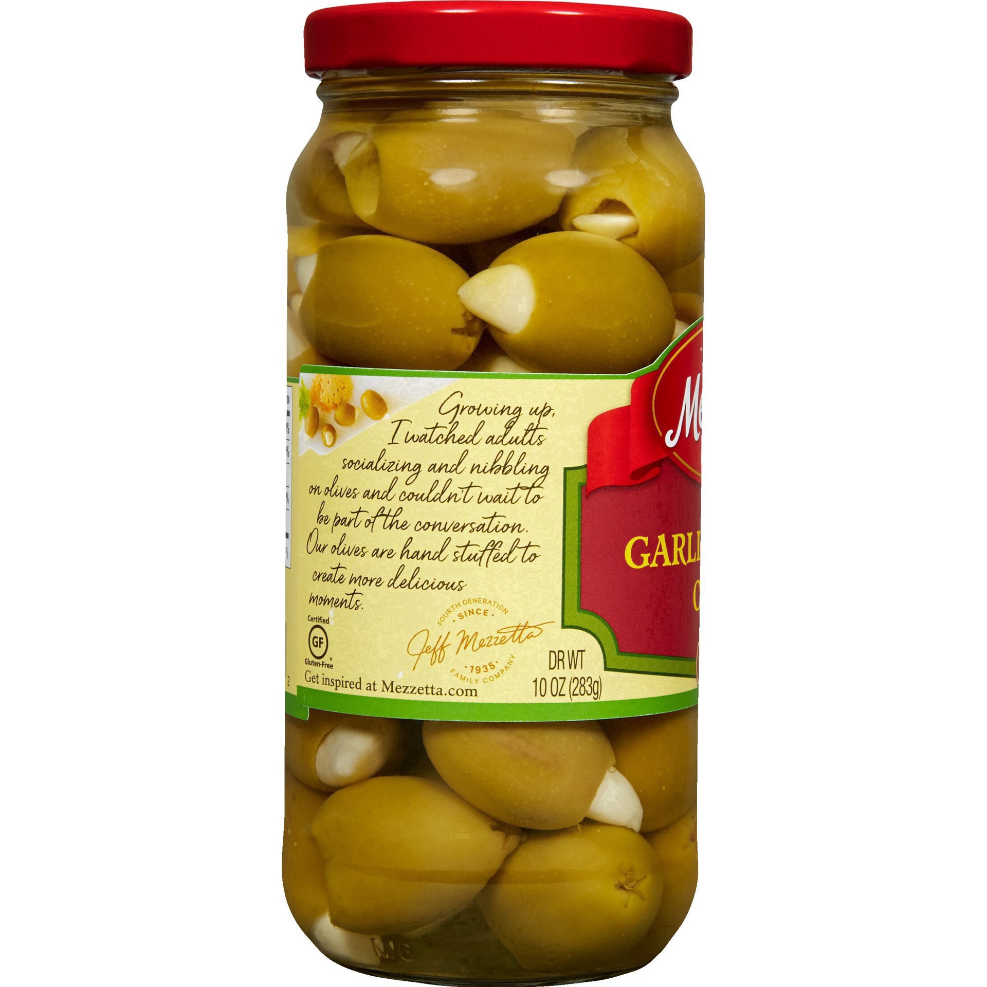 slide 9 of 46, Mezzetta Garlic Stuffed Olives, 10 oz Dr. Wt., 10 oz