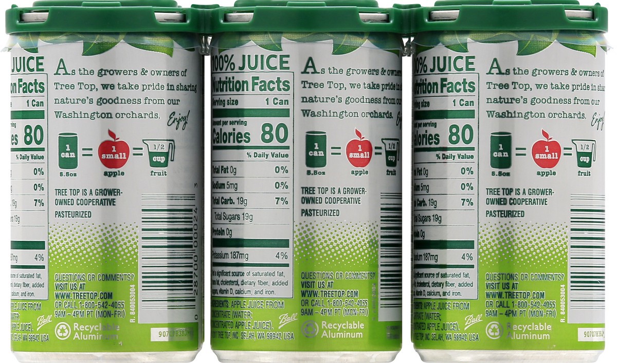 slide 5 of 13, Tree Top Apple 100% Juice - 6 ct, 6 ct; 5.5 fl oz