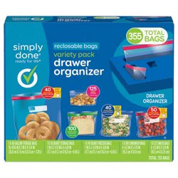 Simply Done Reclosable Bags Drawer Organizer Variety Pack, 355 Bags
