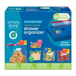 Simply Done Drawer Organizer Variety Pack Reclosable Bags