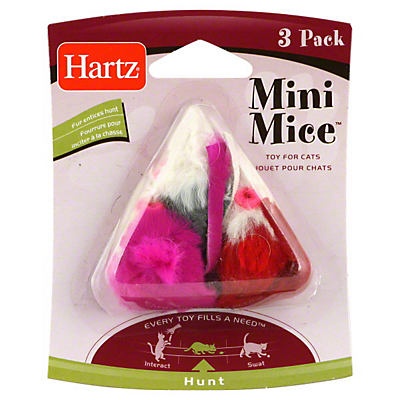 slide 1 of 1, Hartz Mini Mice Toys For Cats, 3 ct