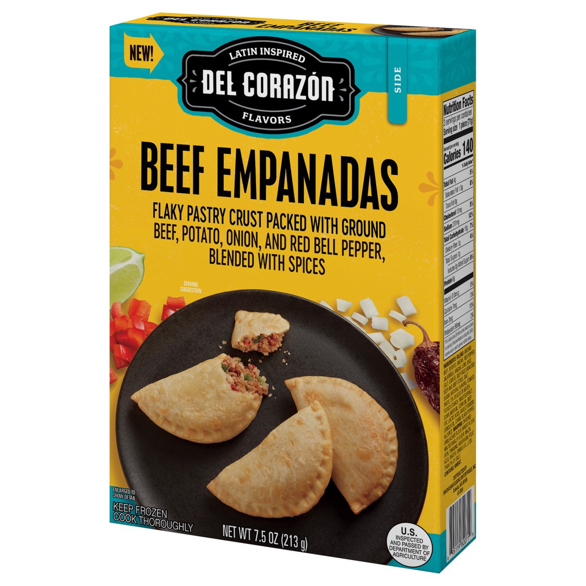 slide 3 of 13, Del Corazon Del Corazón Beef Empanadas, 7.5oz (Frozen), 7.5 oz