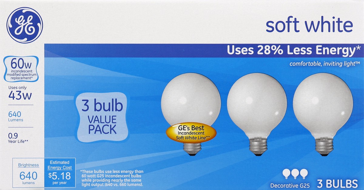 slide 1 of 5, GE Light Bulbs 3 ea, 3 ct