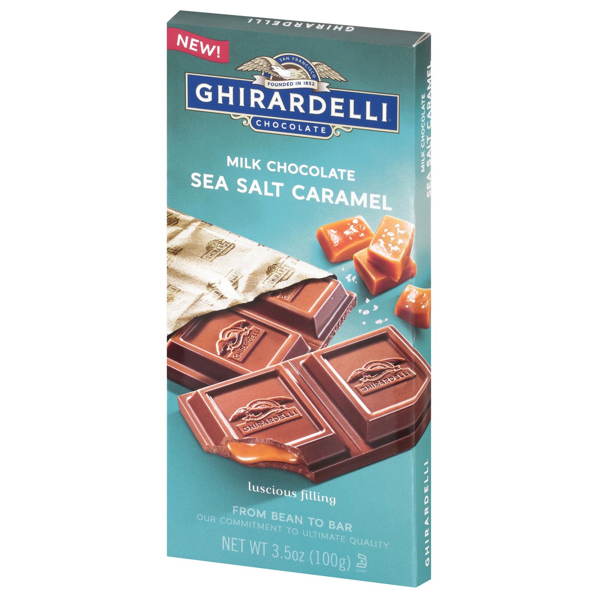 slide 5 of 9, Ghirardelli Chocolate Bar Milk & Sea Salt Caramel, 3.5 oz