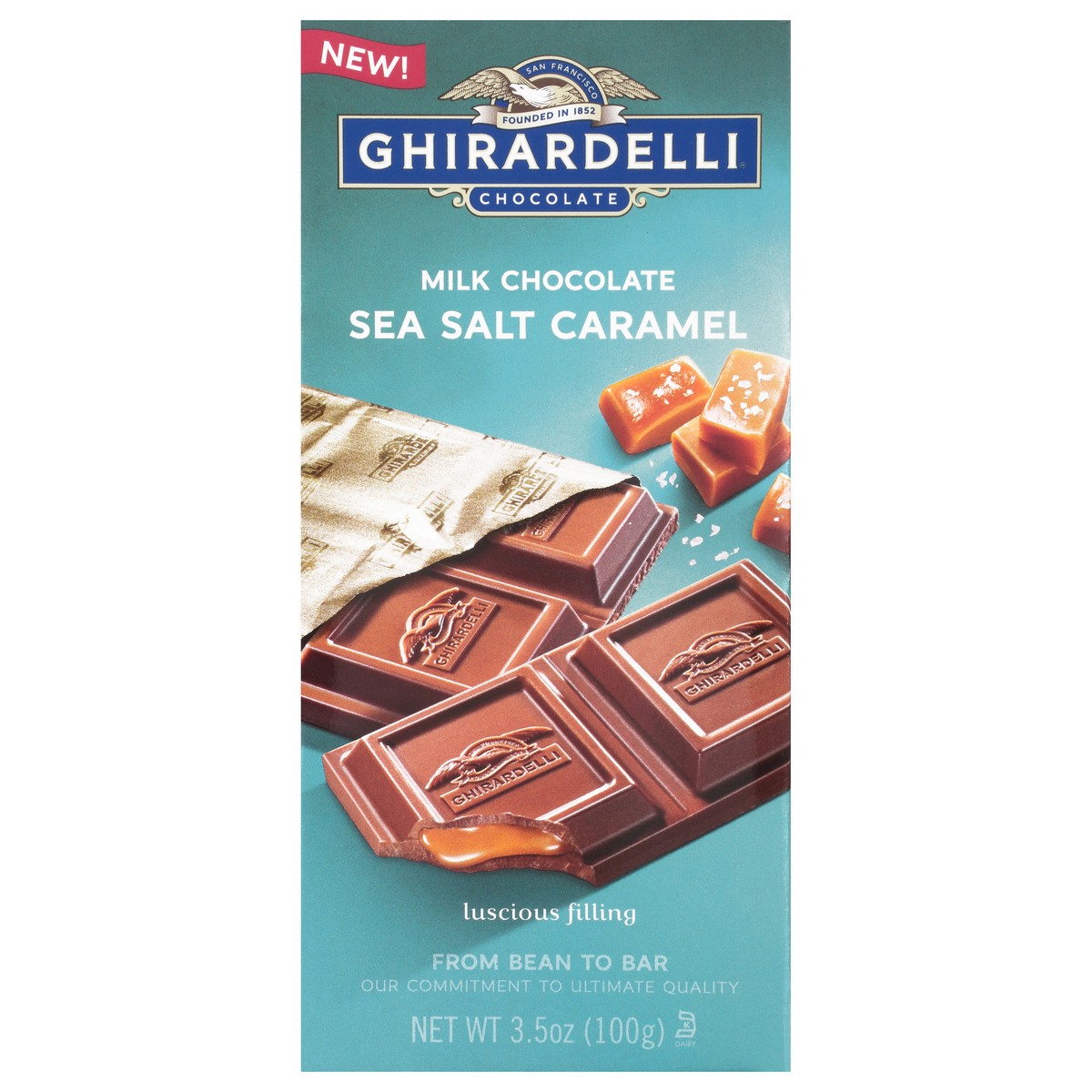 slide 7 of 9, Ghirardelli Chocolate Bar Milk & Sea Salt Caramel, 3.5 oz