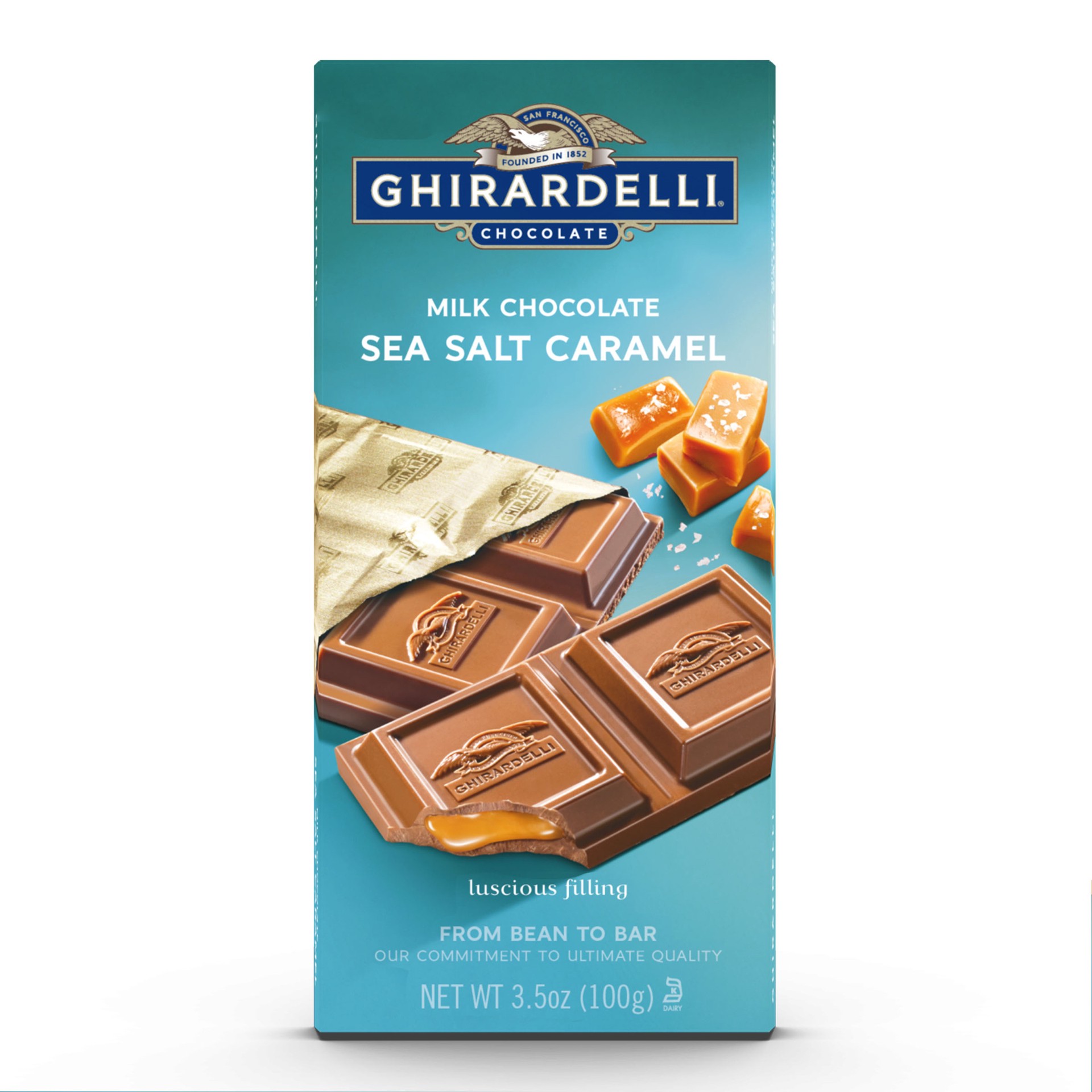 slide 1 of 9, Ghirardelli Chocolate Bar Milk & Sea Salt Caramel, 3.5 oz