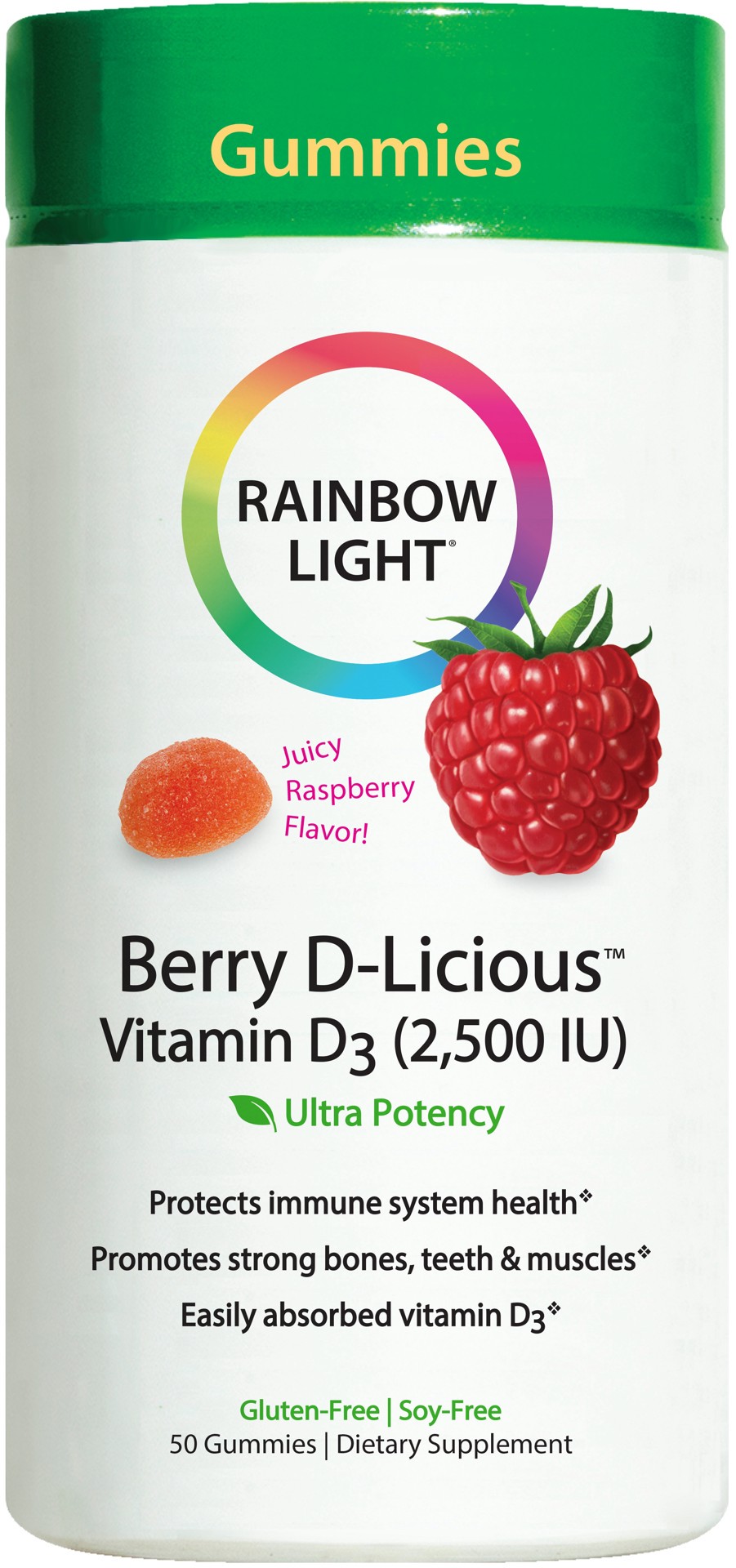 slide 1 of 5, Rainbow Light Berry-D-Licious Vitamin D3 Gummies, 50 Count, 1 Bottle, 50 ct