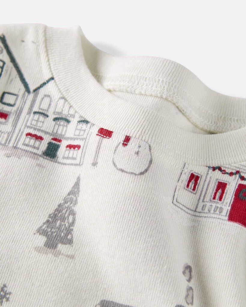 slide 3 of 3, Littleplanet Toddler Organic Cotton Pajamas Set in Winter Village Print Winter Village 2T, 1 ct
