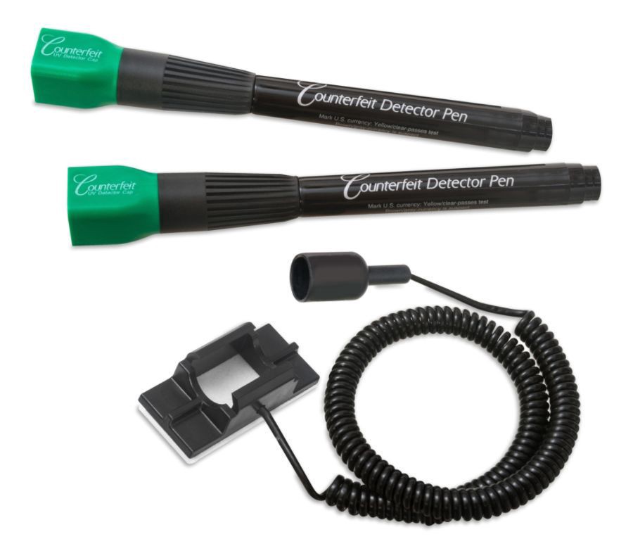slide 4 of 4, Dri-Mark® Dual-Test Counterfeit Detection Pens With UV LED Light, Black, Pack Of 2 Pens, 2 ct